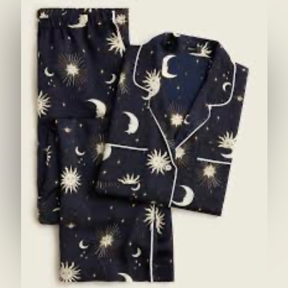 J. Crew Navy and Cream Celestial Pajama Set